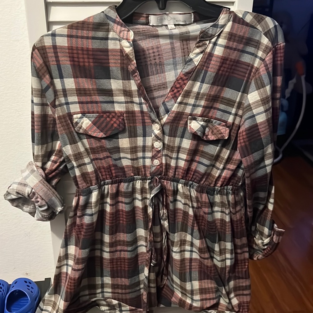 Maternity plaid shirt size large